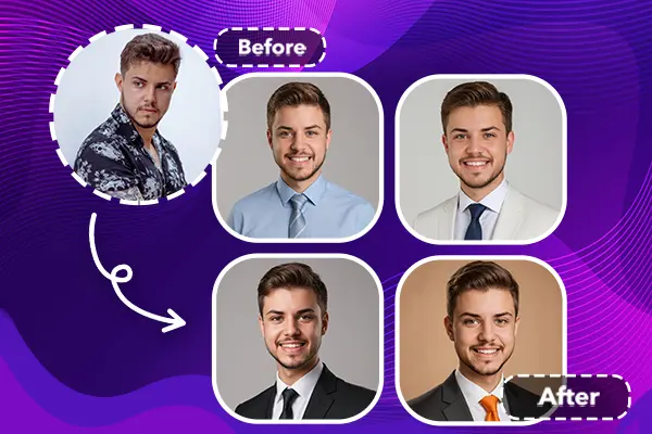 AI headshots in different outfits