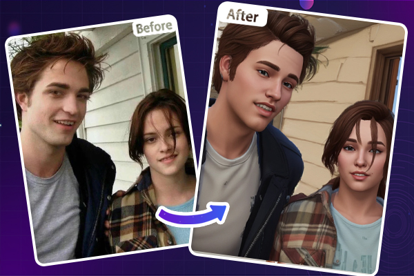 Vergleich eines Gruppenfotos im Sims-Filter