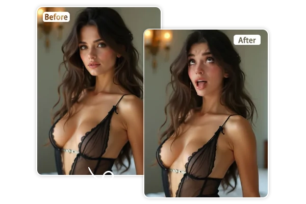 Vorher und Nachher in Ahegao-Kunst verwandeln